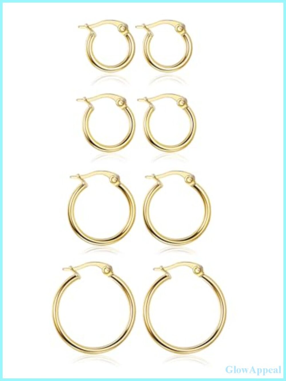 Gold Hoop Earrings Set Stainless Steel Rounded Small Hoop Earrings for Women